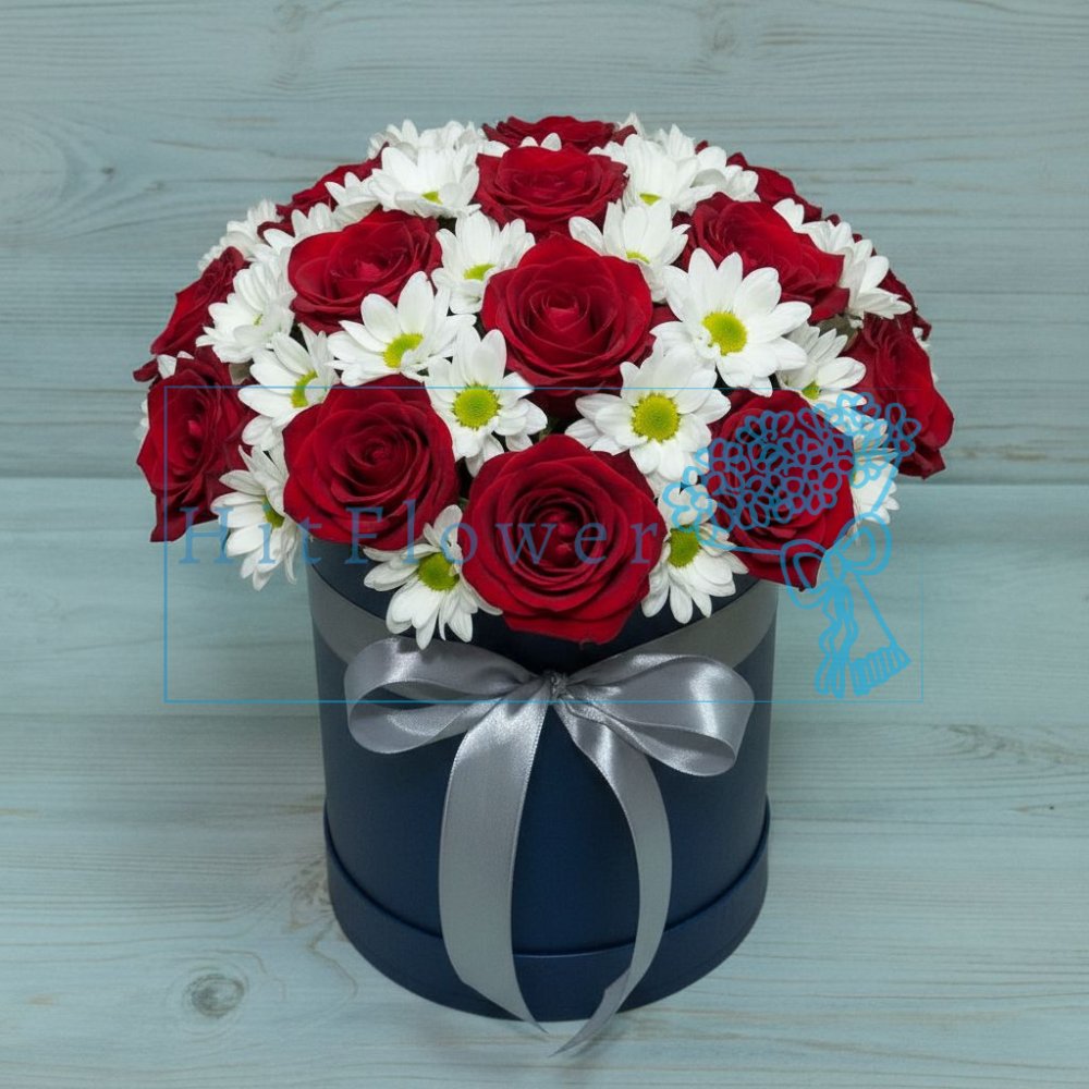 Композиция из живых цветов Цветочная роскошь Цветочная композиция из Розы и Хризантемы